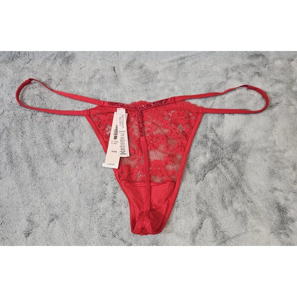 Victoria's Secret Women's Dream Angels Twinkle Lace V-String Thong XL - Picture 8 of 8